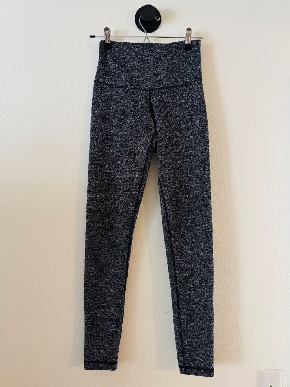DYI High Waist Herringbone Knit Workout Leggings, Small, Black White Athleisure